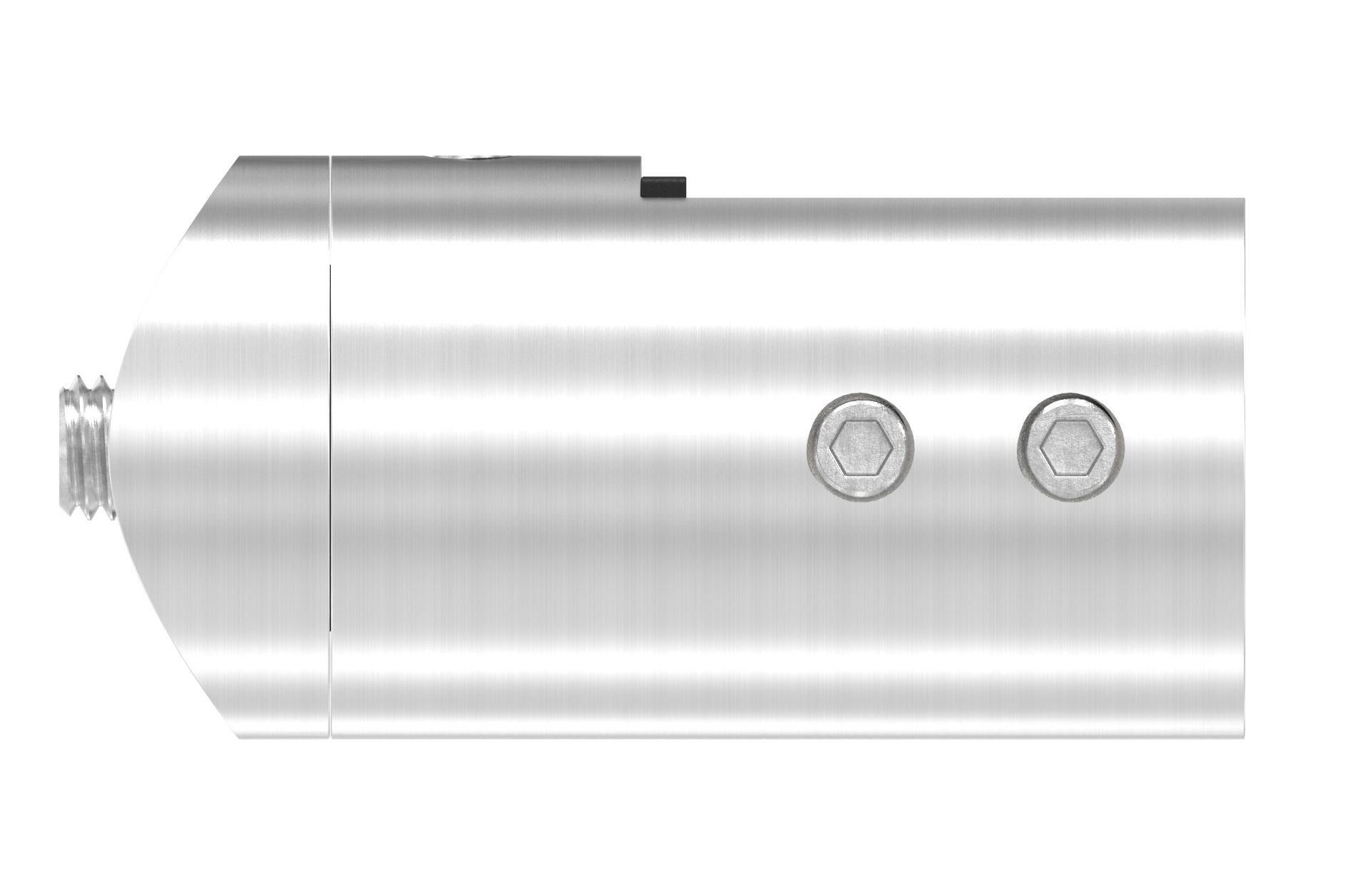 Platten- Glashalter mit rundem Anschluss für Rohr d=42,4mm, Ausführung rechts AISI 304 geschliffen