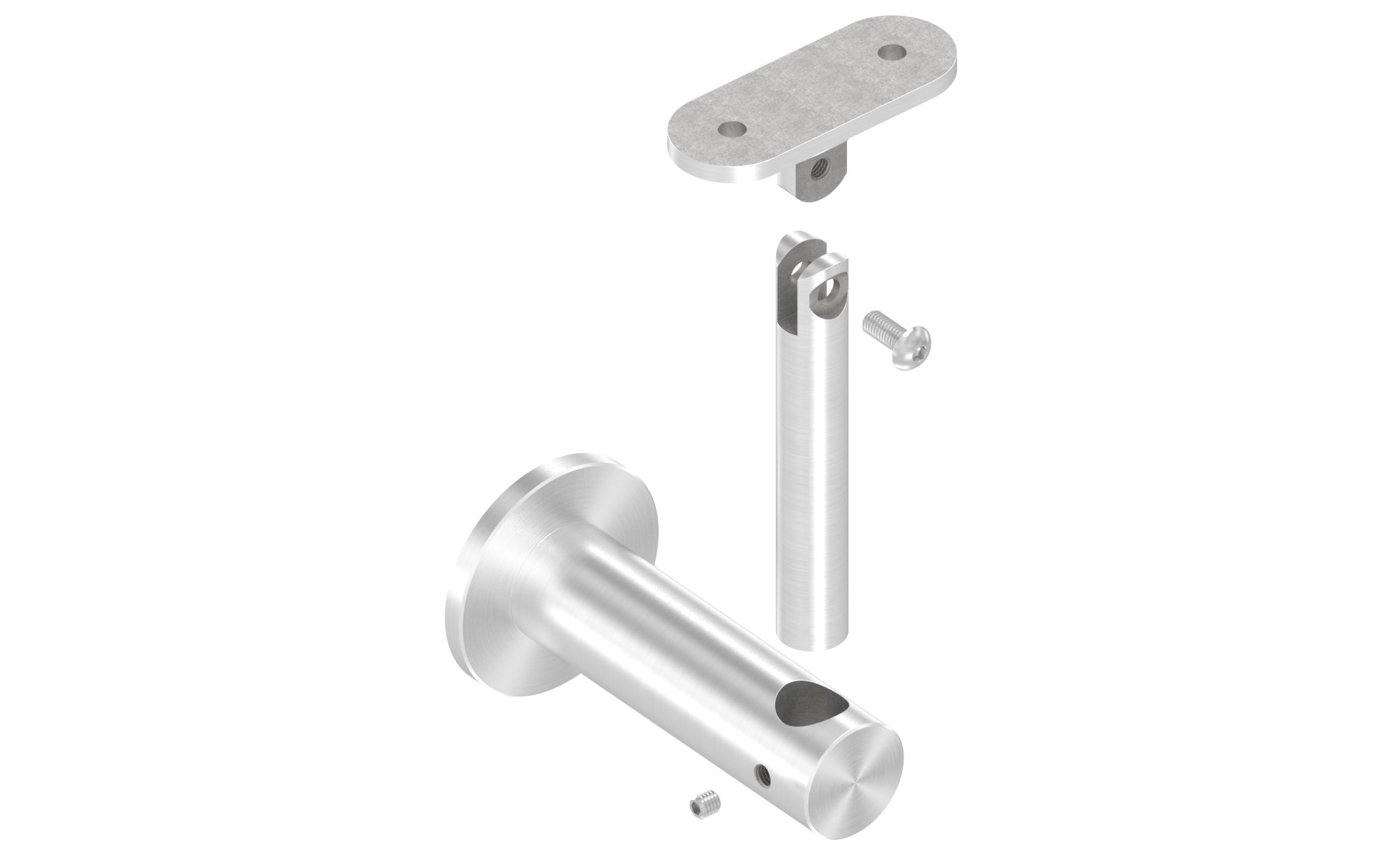 Adjustable wall bracket support with flat mounting plate AISI 304 satin finish