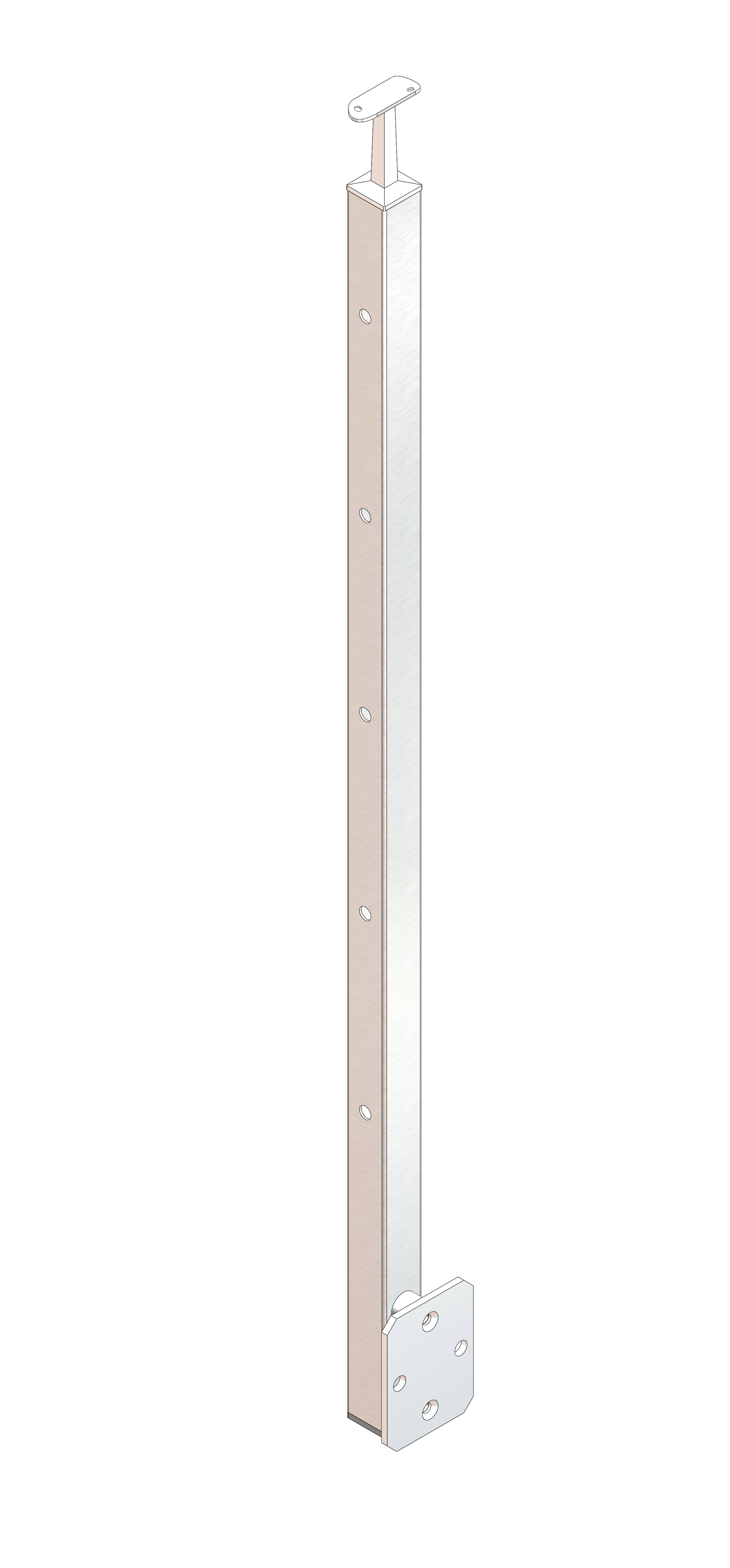 Montante quadro 40x40x2mm L= 1180mm AISI 304 sat.