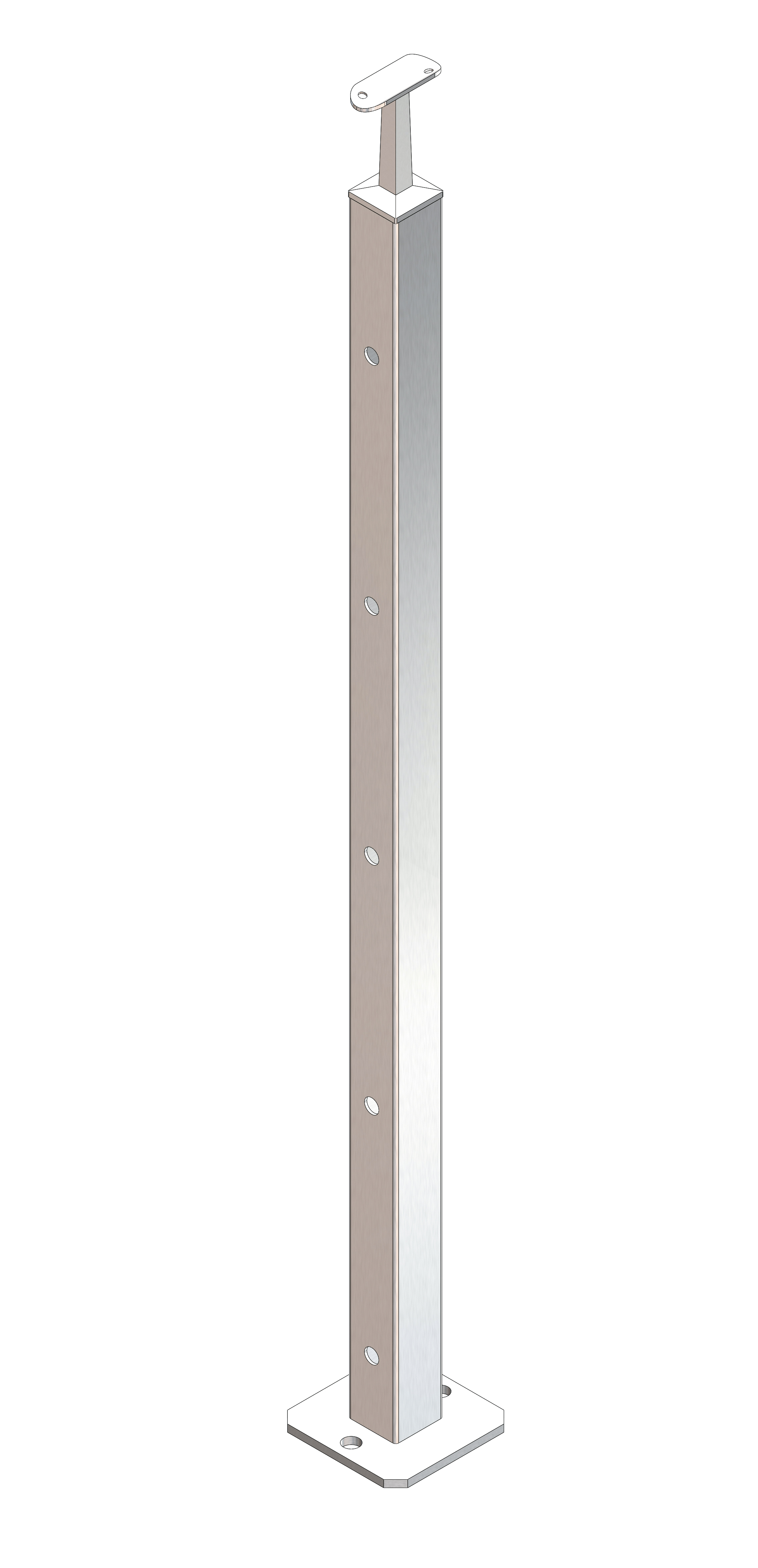 Square Post 40x40x2mm L=960mm AISI 304 sat.