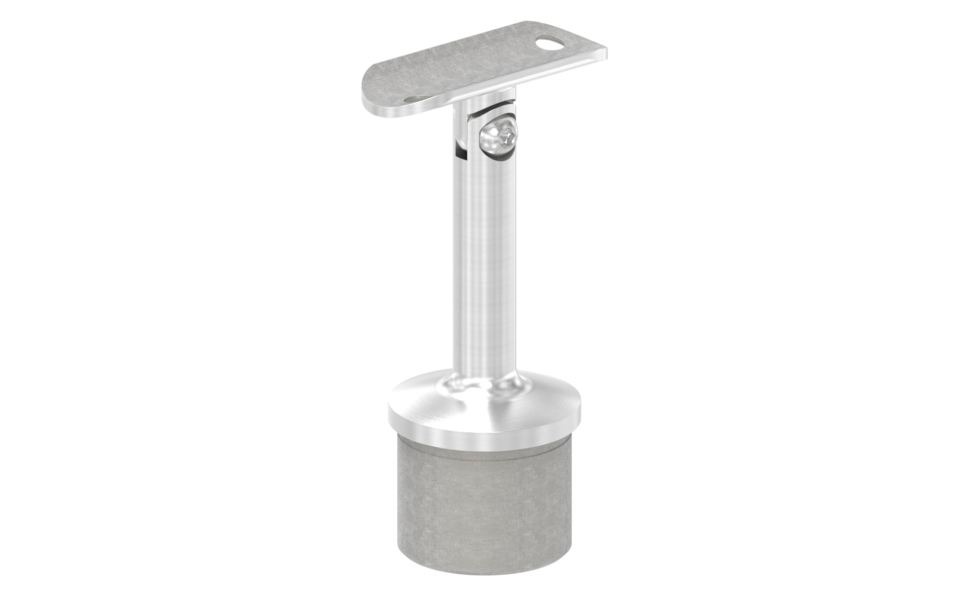 Handrail support with adjustable pin and plate for handrail d=42,4mm AISI 304 satin finish