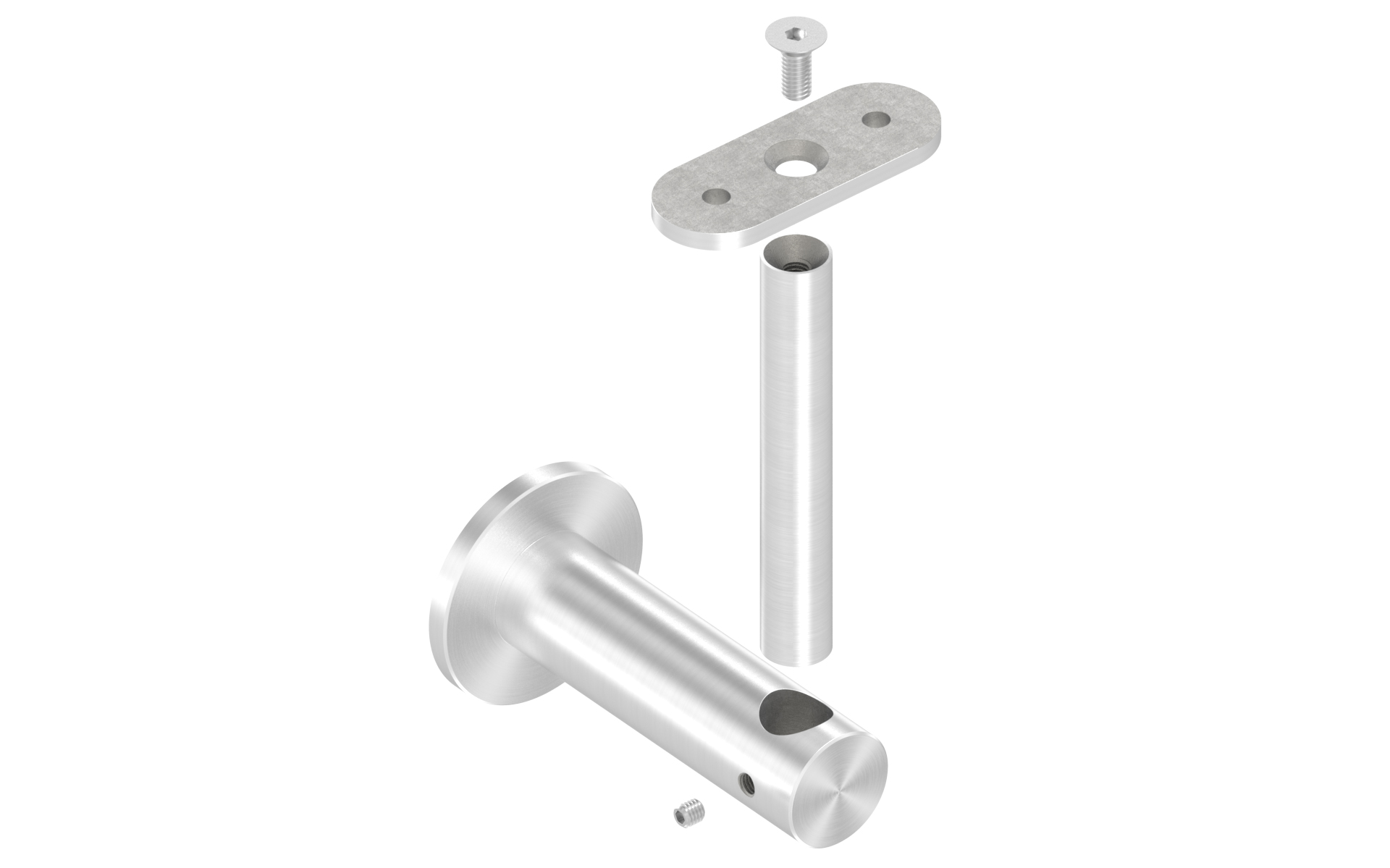 Fixed wall bracket support with flat mounting plate AISI 304 satin finish