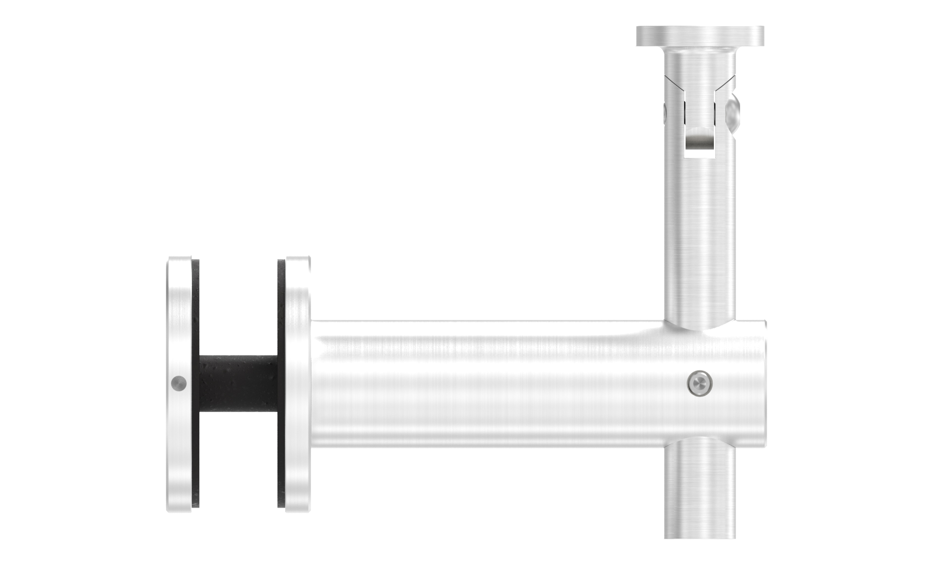 Handlaufträger flexibel für Glas mit flacher Trägerplatte AISI 304 geschliffen