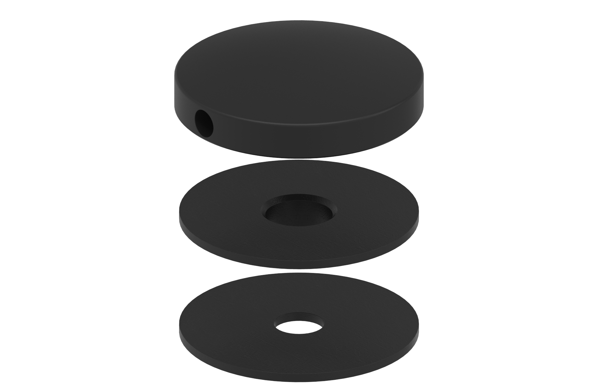 BLACK glass holder d=52mm head part with rubbers AISI 304 satin finish (electro plated)