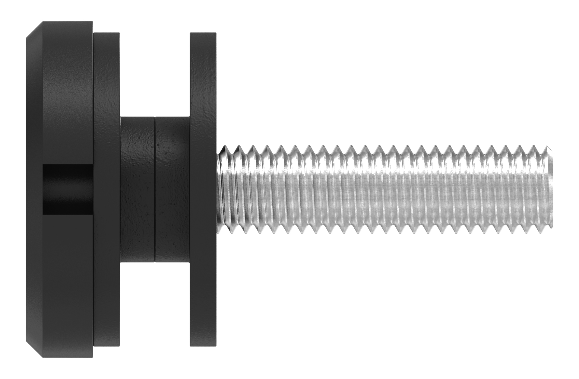 Punkthalter SCHWARZ d=30mm Oberteil mit Gewindestift M8x45mm AISI 304 geschliffen (electro plated)