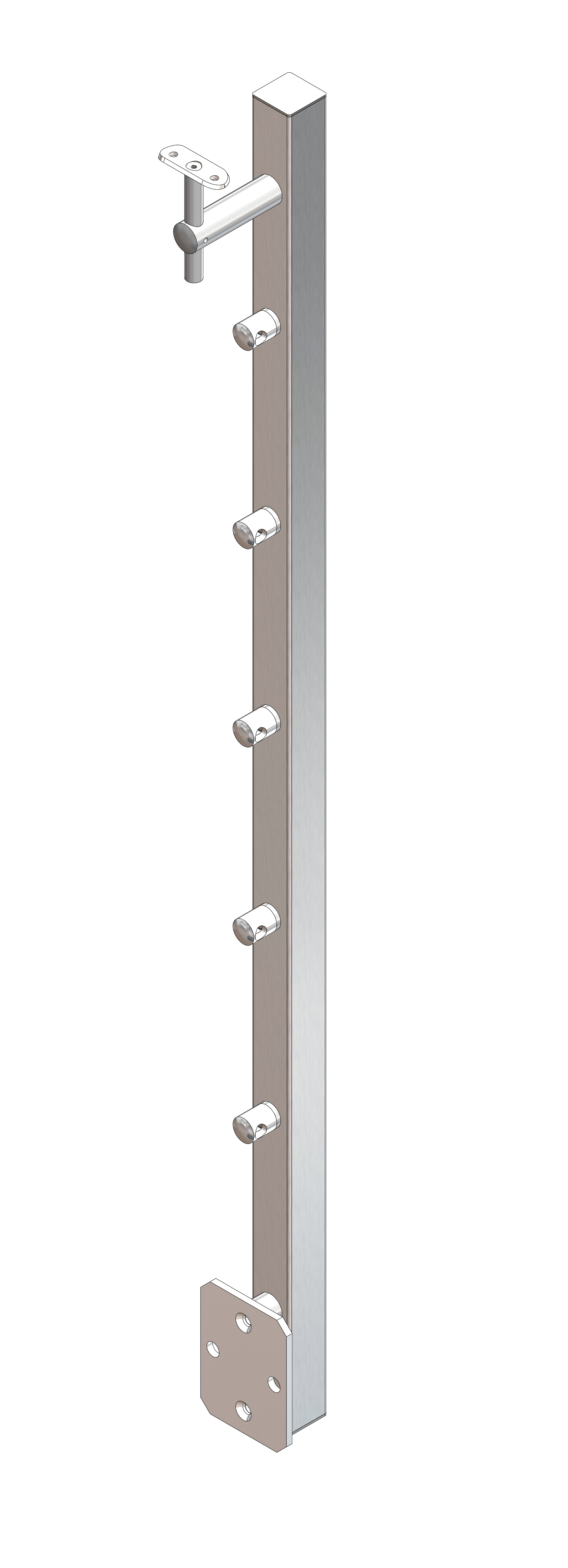 Quadratpfosten 40x40x2mm L= 1330mm AISI 304 sat.(Treppensteher)