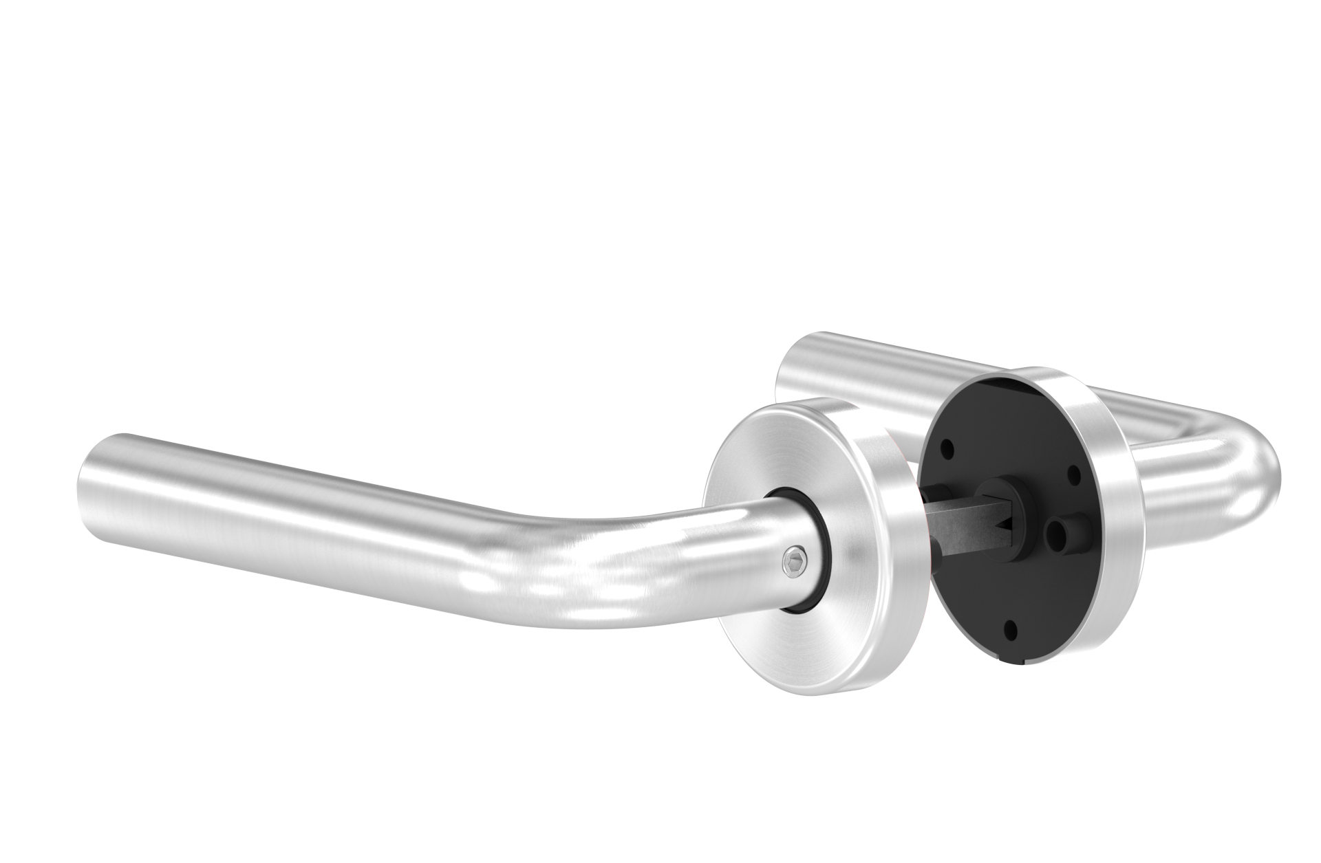 Door handle (pairs) rotatable on both sides with 8mm push pin AISI 304 satin finish