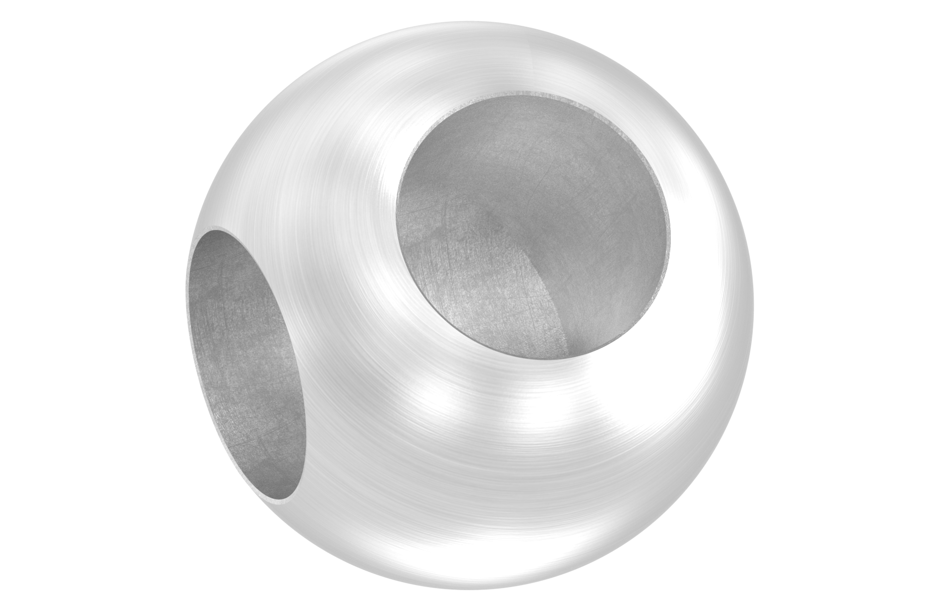 Solid decoration ball d=25mm with two blinde holes d=12,2mm 90 degree shifted AISI 304 satin finish