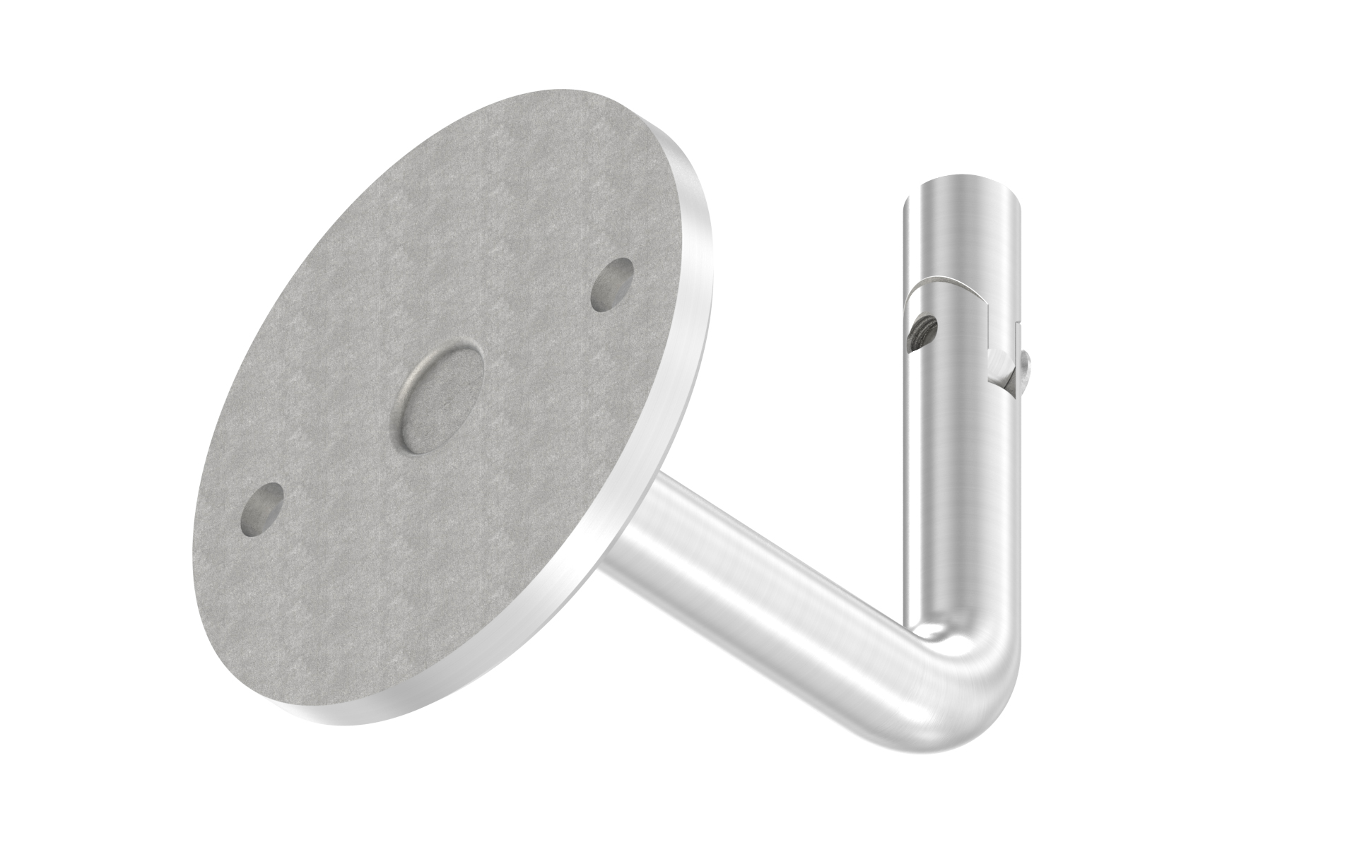 Wall bracket with adjustable pin with M6 thread and plate d=70mm AISI 304 satin finish