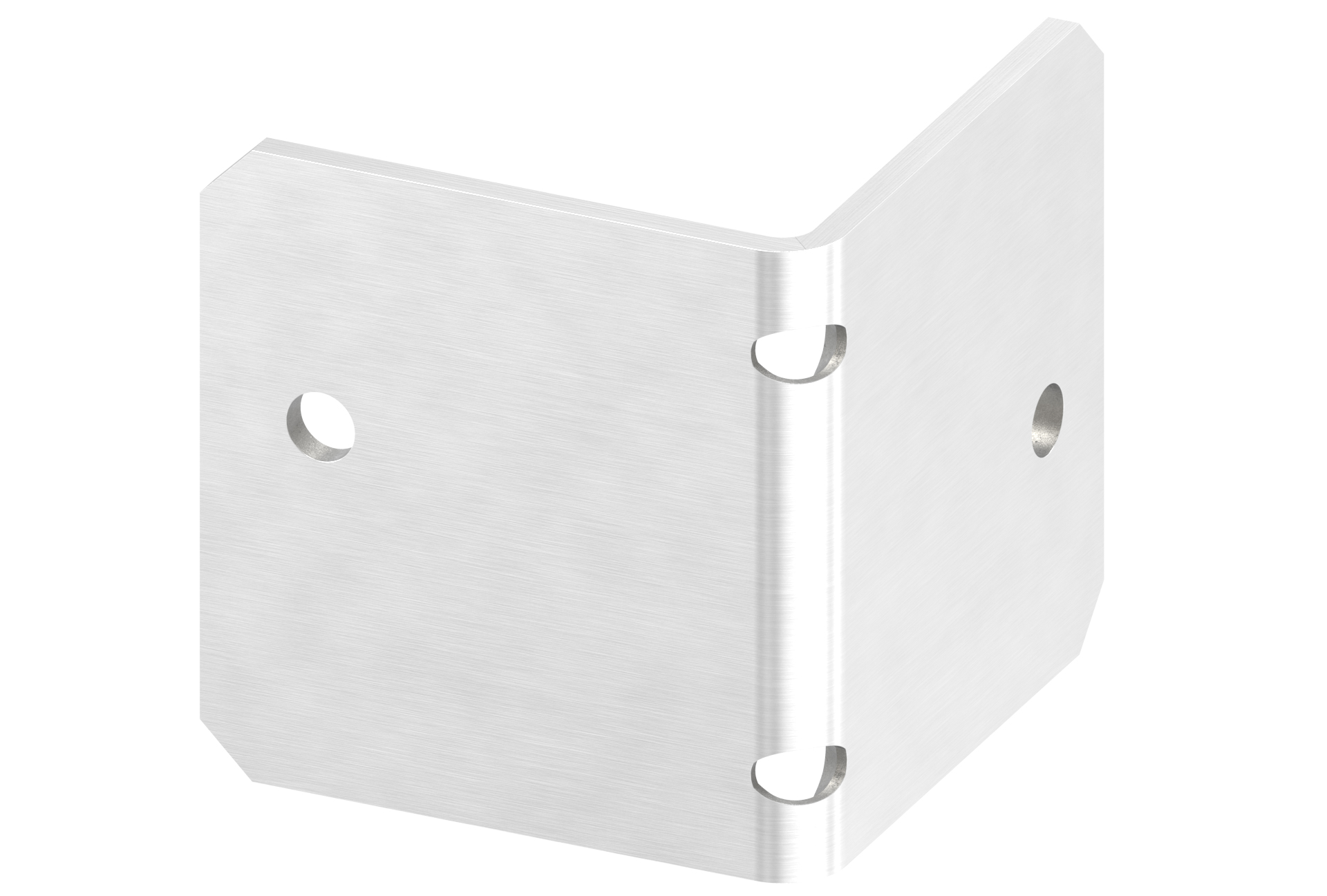 Lateral retangular wall fastening plate for angle 90 degree AISI 304 satin finish